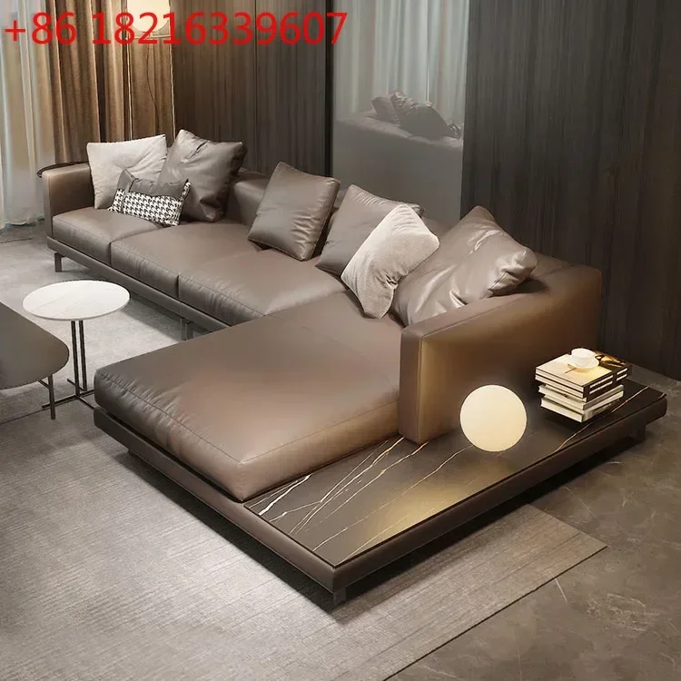 Italian Minimalist Imported First Layer Cowhide Creative Modern High-End Napa Leather Sofa