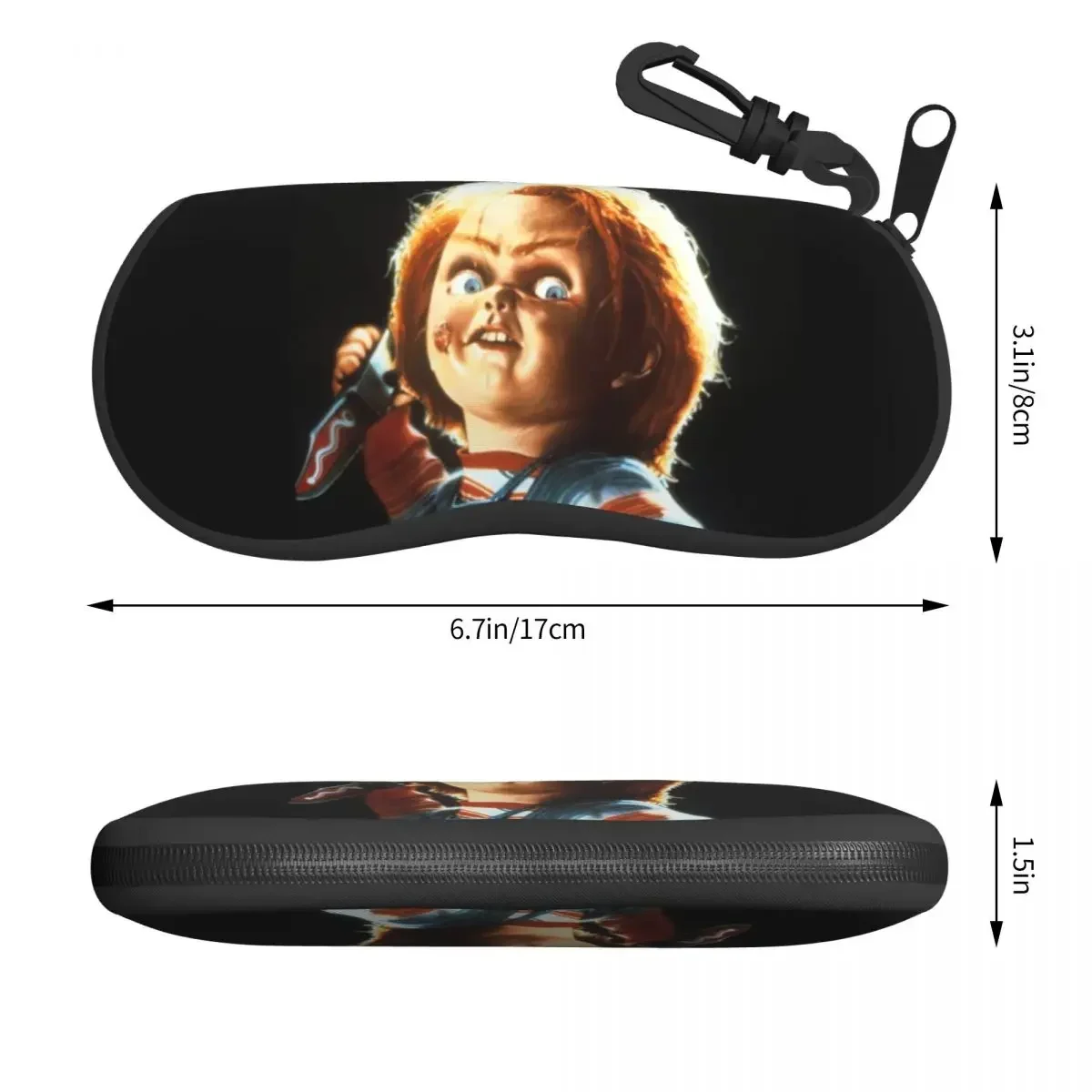 Horror Devil Doll Chucky Sunglasses Soft Case Neoprene Zipper Child's Play Movie Shell Eyeglass Case Protective Box For Glasses