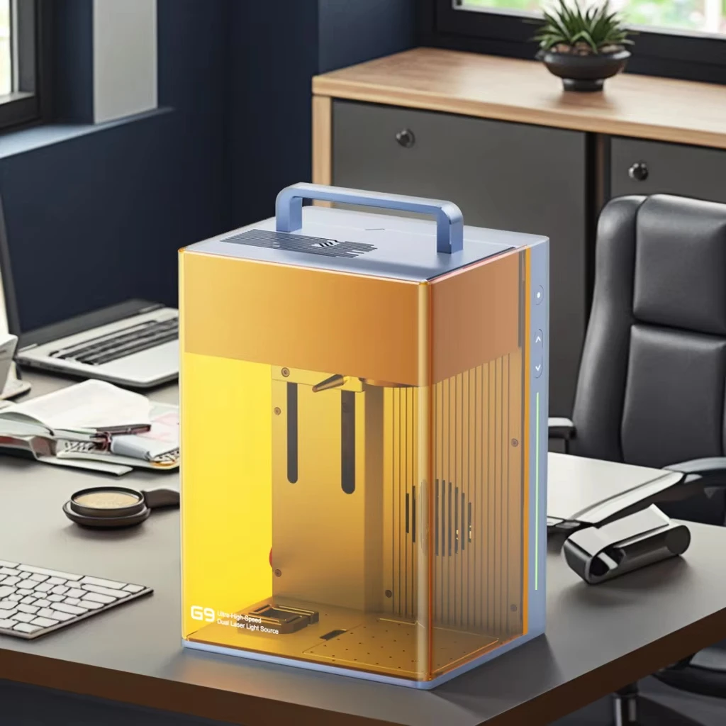 

9 2-in-1 Dual Laser 100W CNC Desktop Enclosed Portable Mini Fiber Laser Engraving hine for Jewelry and Metal