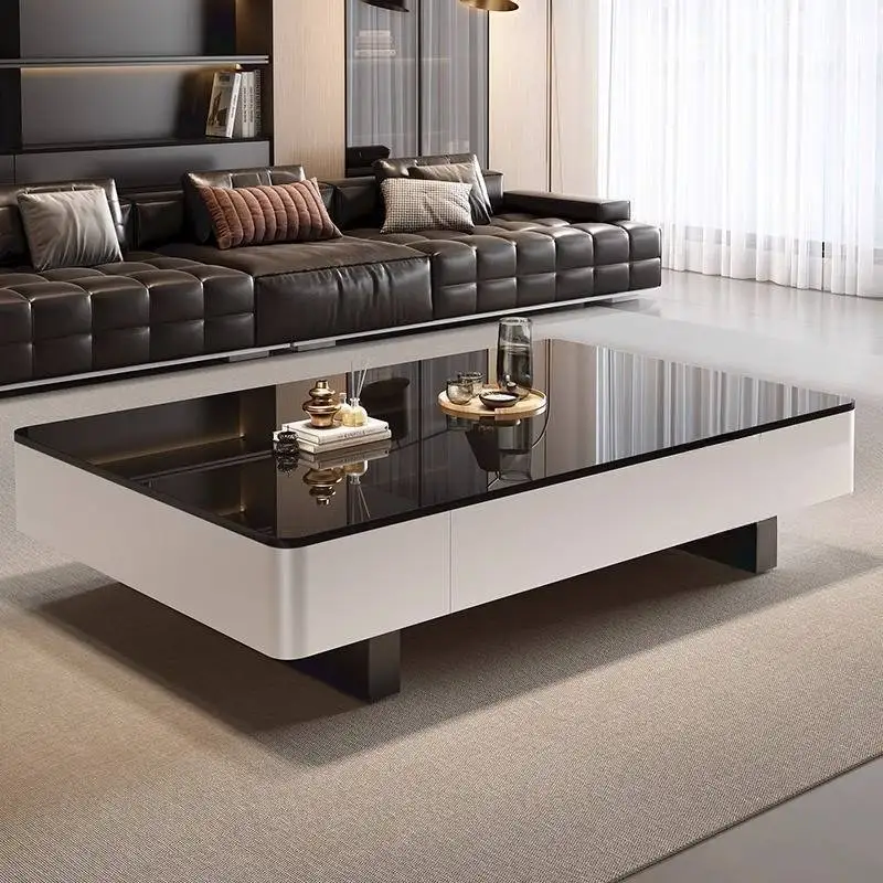 

Decoration Rustic Coffee Table Black European Wooden White Coffee Table Space Saving Minimalist Marble Meuble Salon Home Decor