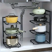 Adjustable Pot Rack Organizer, Kitchen Stainless Steel Pot Storage Rack ,Multi-Layer Household Pot and Pan Organzier for Kitchen - Image 2
