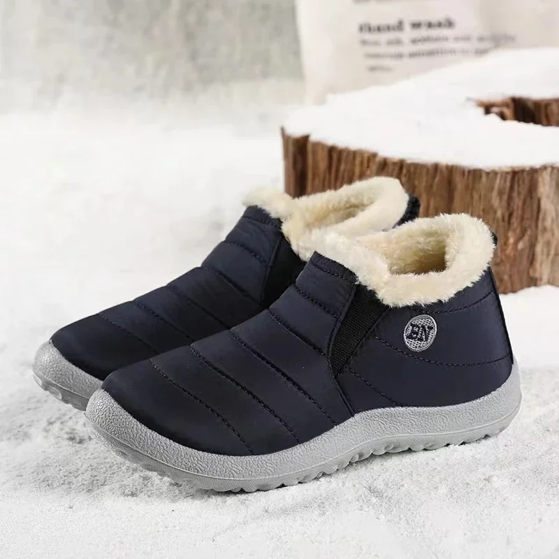 

Women's Boots Winter Keep Warm Fur Ankle Boots Couple Comfortable soft Non-slip Snow Boots Cotton Shoes Plus Size 47 Botas Mujer