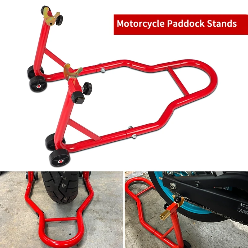 2 in 1 Universal Rear Paddock Stand Motorcycle U-Shape L-Shape Bracket Hook Holder Chain Lube For Sportbike Tire Repairing Tool