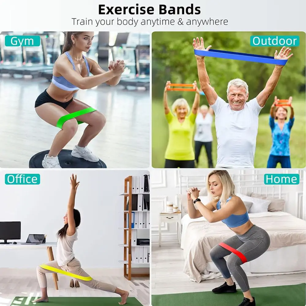 Juego de bandas de resistencia para hombres y mujeres, 5 niveles diferentes, bandas elásticas para el hogar, Fitness, estiramiento, Pilates, bandas