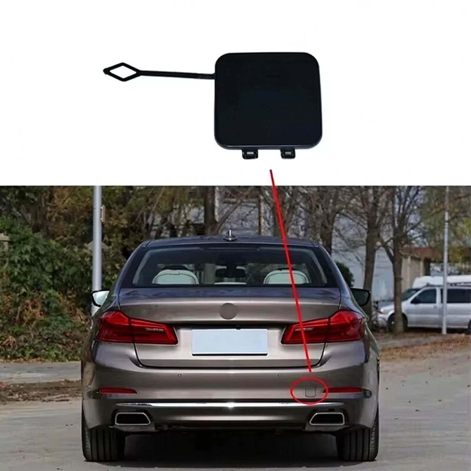 For BMW 5 Series G38 2017 2020 Rear Bumper Tow Hook Cover Cap 51117436568 Left Right Replacement