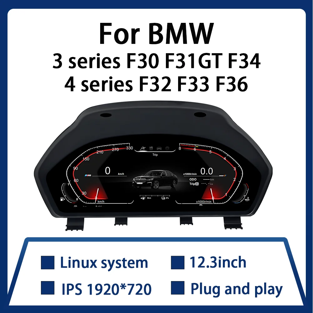 

12.3" Linux LCD Dashboard Screen For BMW 3 Series F30 F31 GT F34 NBT System (2013-2019) Car Instrument Cluster Cockpit Voor