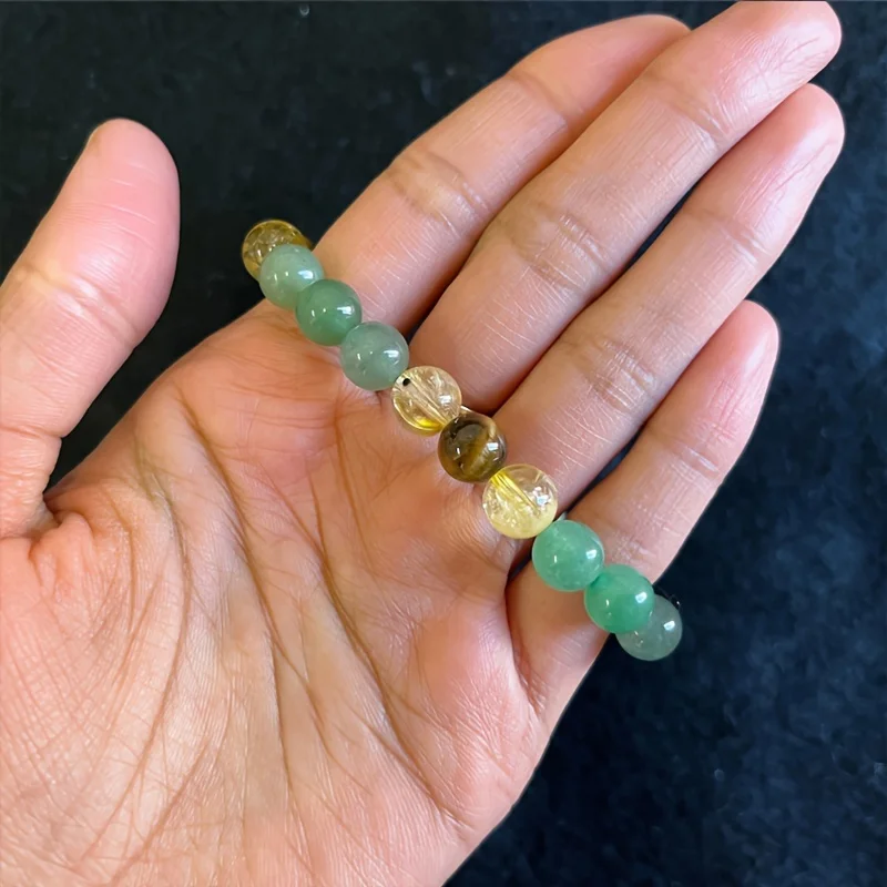 1pc/rich beaded stone bracelet citrine, green aventurine, tiger eye stone, Hematite healing jewelry