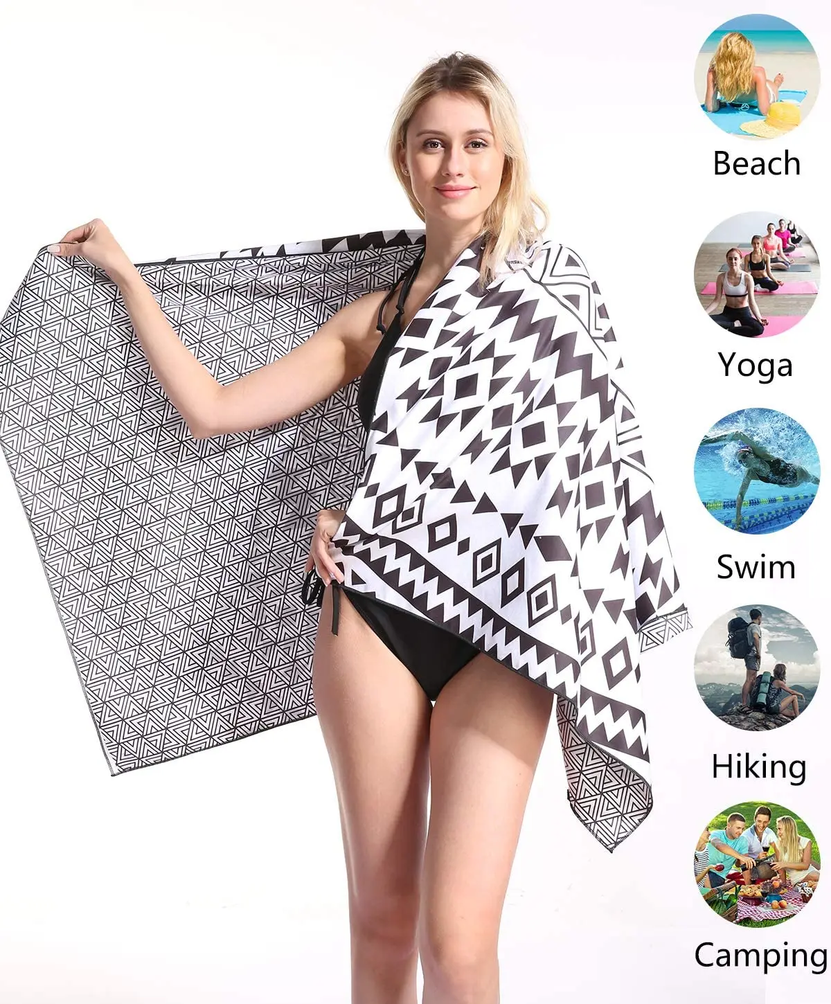 Serviette de plage en microfibre tropicale surdimensionnée, imperméable au sable, à séchage rapide, sans sable, pour voyage en plein air, couverture