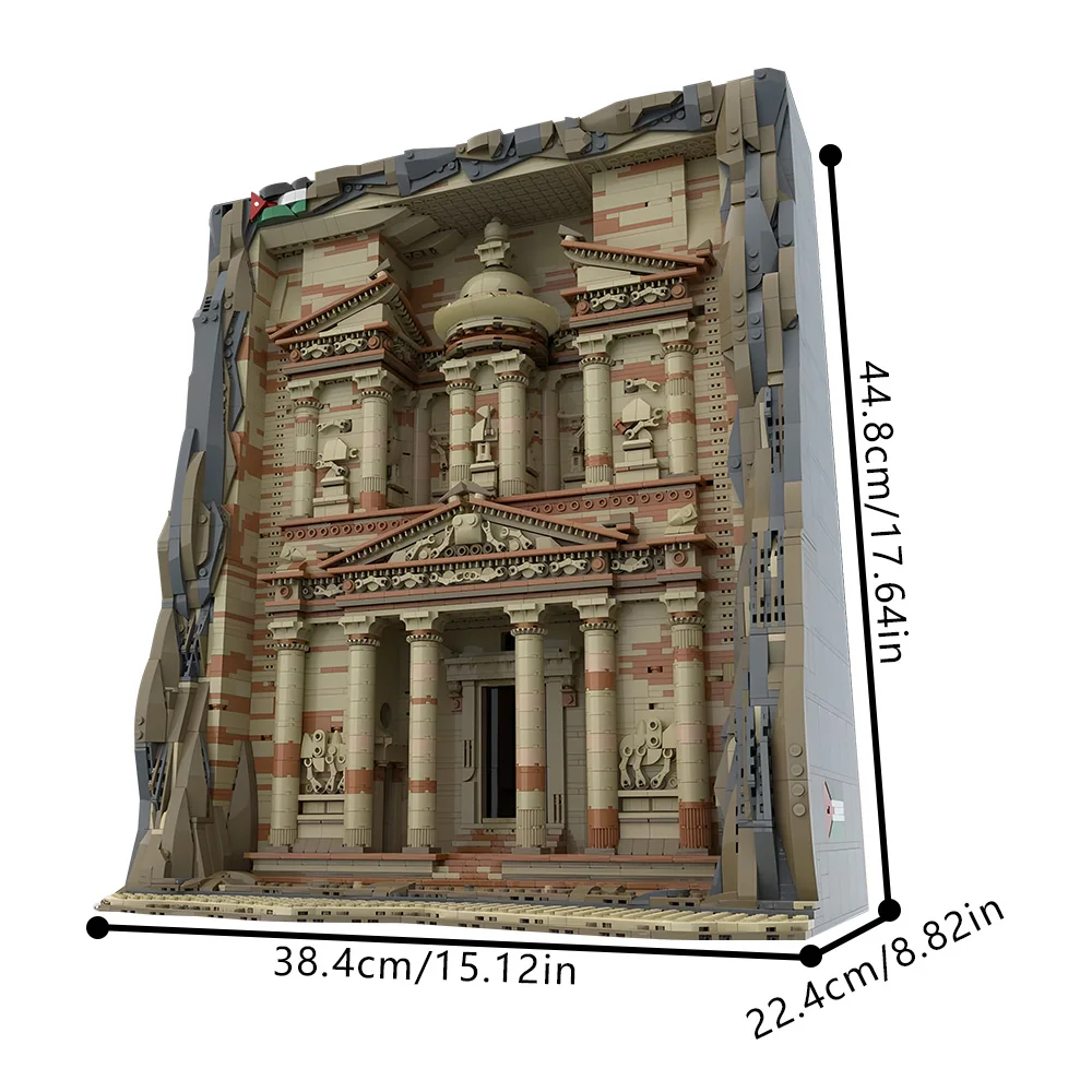 Moc a última cruzada arquitetura retro petra tesouro modelo blocos de construção petra jordan quebra-cabeça tijolos brinquedos aniversário crianças presentes