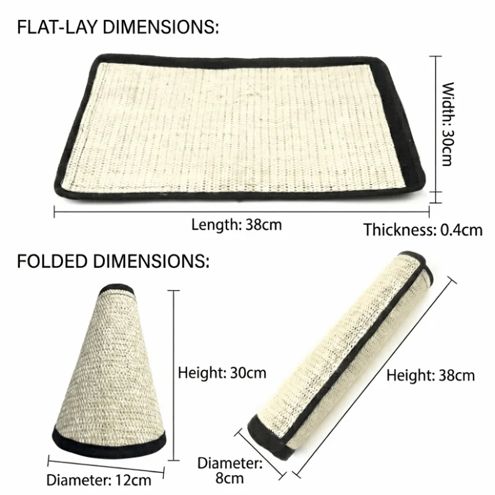 Sisal Cat Scratching Mat Wearproof Anti-scratch Sisal Scratcher Pad Flexible White Furniture Protector Indoor Scratching - view 6