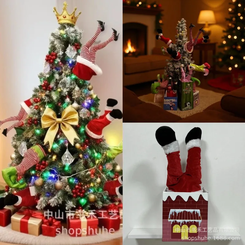 

Electric Xmas Tree Santa Swinging Legs Christmas Toy Moving Ornament Ins Funny Holiday Decoration Party Atmosphere Prop Gift New