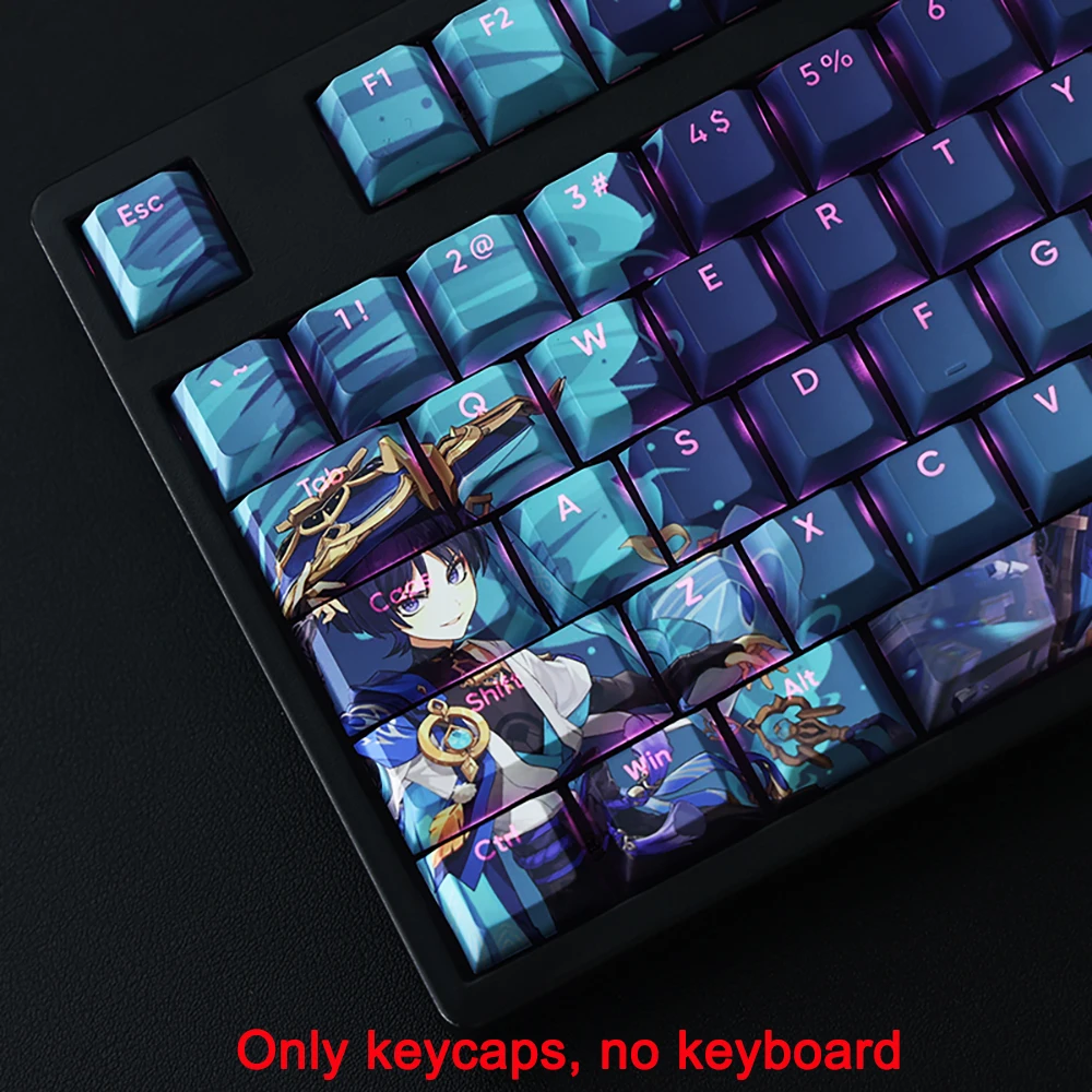 Imagem -03 - Genshin Impacto Keycap Scaramouche Keycap Pbt Dye Subbed Cereja Anime Gaming Key Caps para Ansi 61 87 104 108 Chaves Set