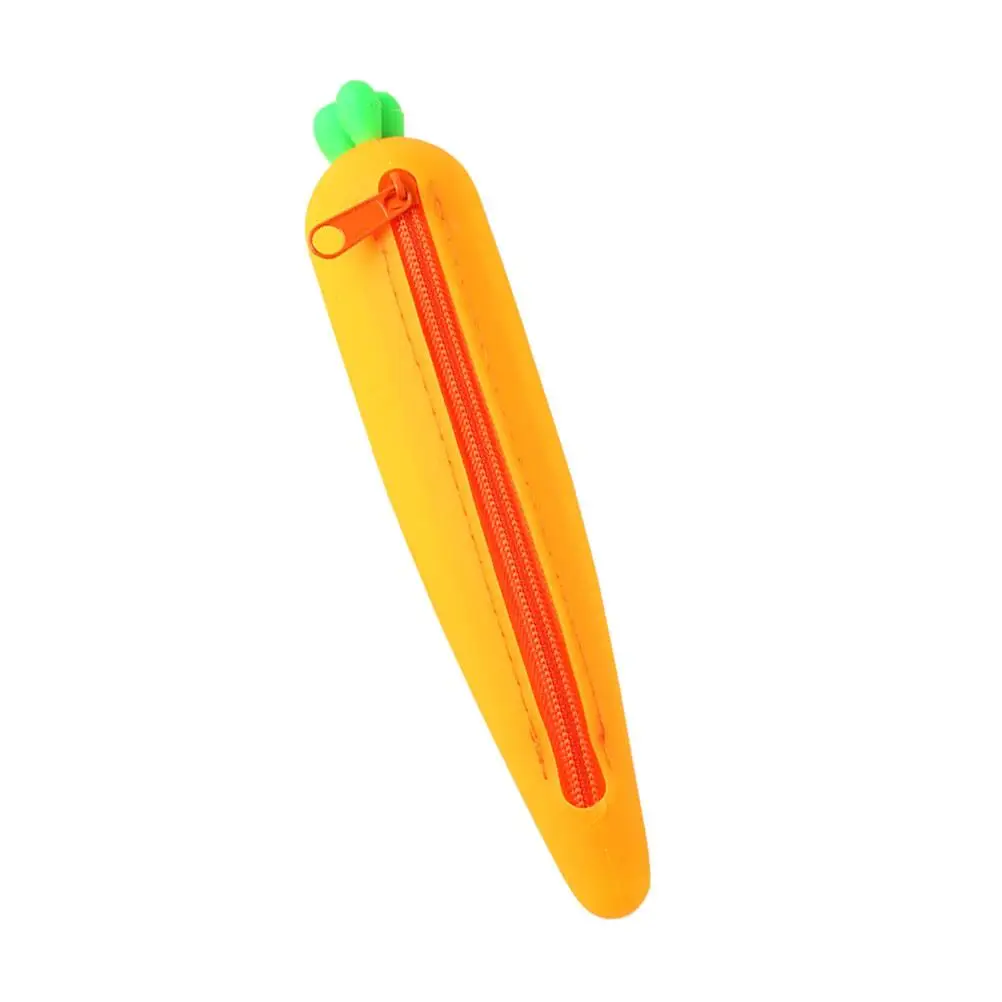 

Carrot Shaped Pencil Case Silicone Stationery Bag Cartoon Pouch for Students School Supplies Gifts Kids Study Accessories Desk