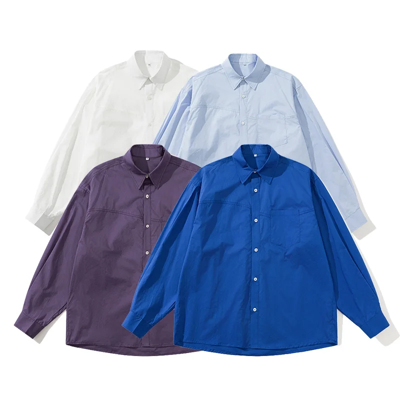 

Мужская японская корейская уличная одежда Cityboy, модные свободные повседневные рубашки-карго из чистого хлопка с длинными рукавами, весенне-осенние мужские блузки большого размера