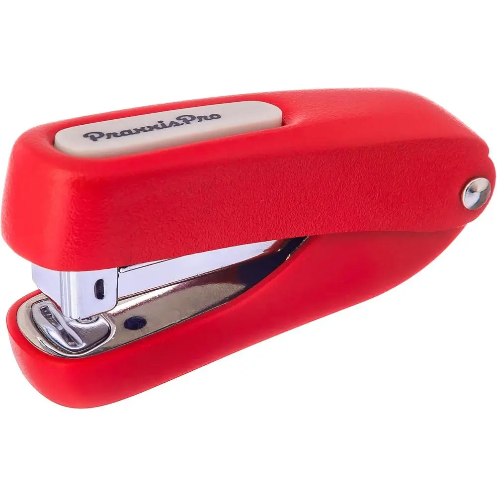 

Compact, Colorful Half-Strip Mini Stapler for Office and Travel, Compatible with 26/6 Staples, Red