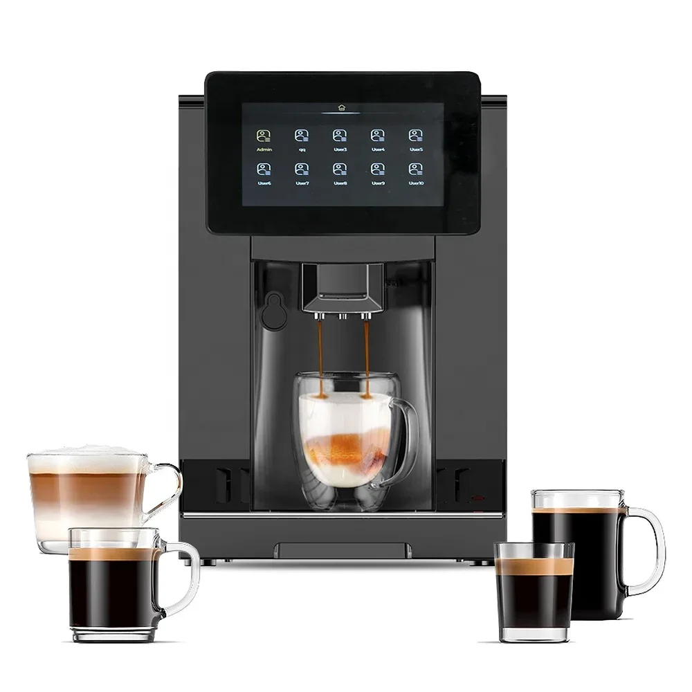 

New Design 7" High-Resolution Touchscreen Screen 20+ Specilty Drinks Fully Automatic Espresso Coffee Machine