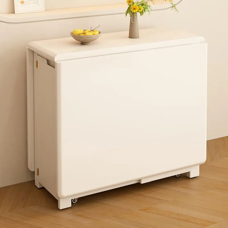 White all solid wood folding dining table