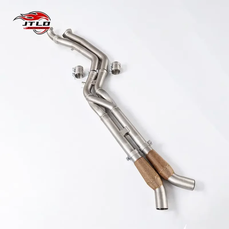 JTLD High Flow Stainless Steel Dual Exhaust Center Mid Pipe with Flex Bellows for BMW M3 G80 G82 S58 3.0T Performance Exhaust