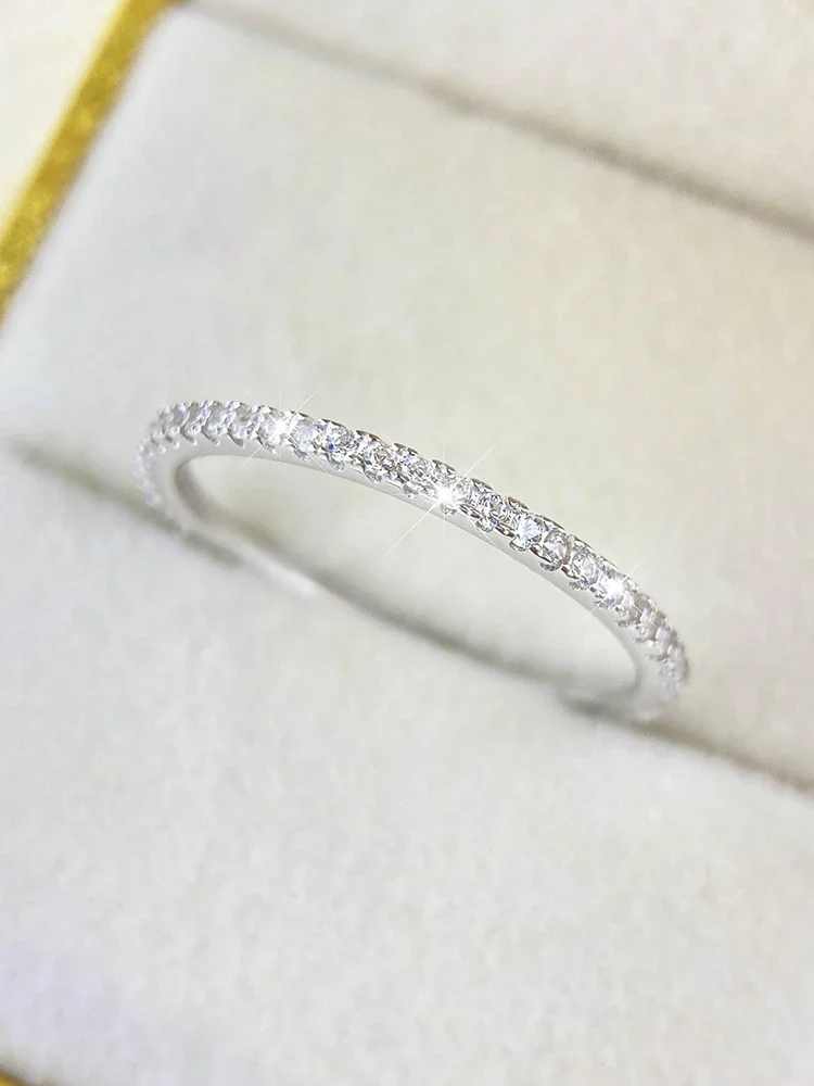 Women's 925 Sterling Silver Shiny Full Zircon Stackable Ring