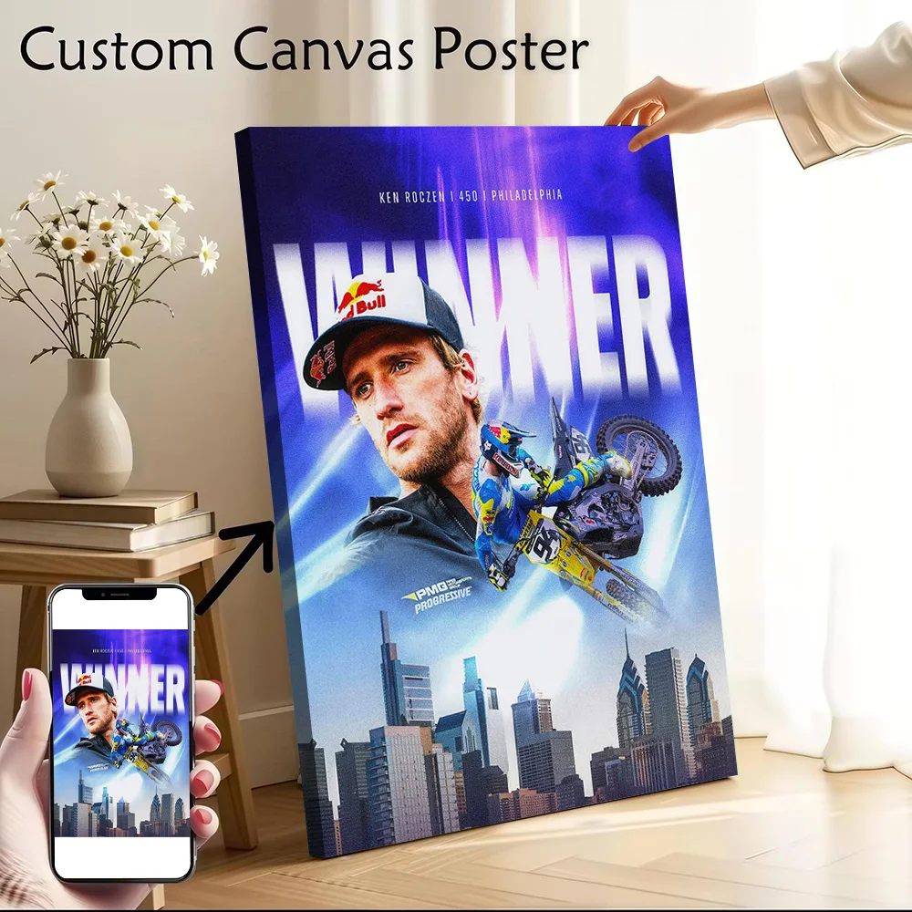 Ken Roczen Wins in Philadelphia Printed Canvas Poster Personalized High Quality Wall Art Paintings for Decor Luxury Painting