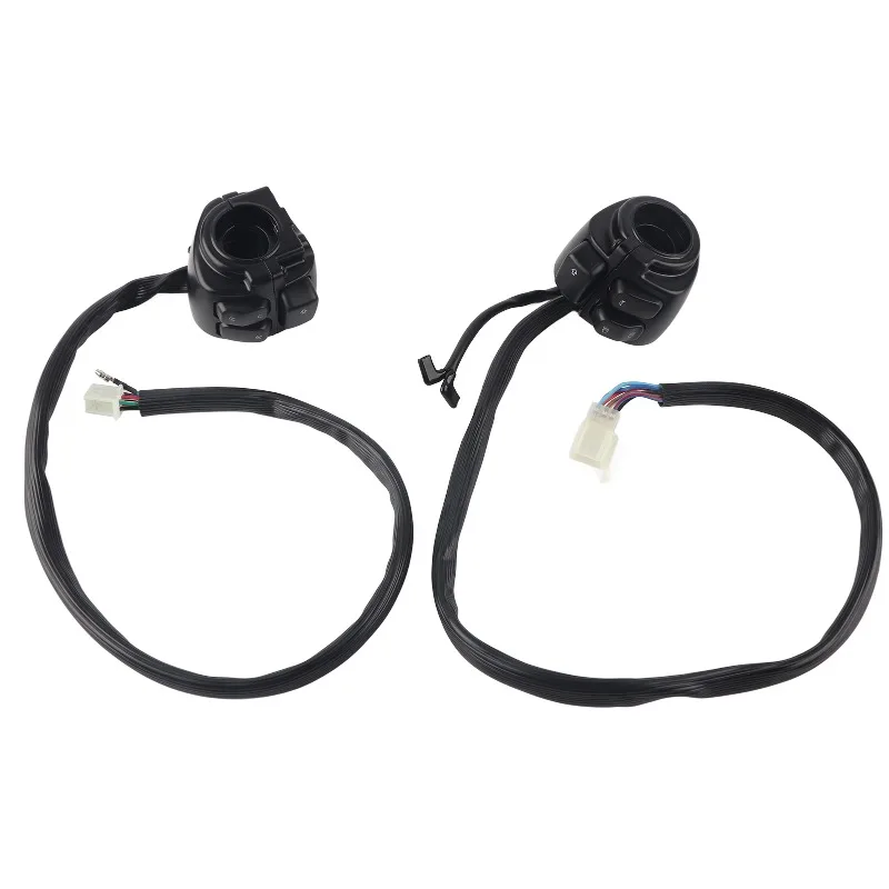 

2 шт. 1-дюймовая кнопка управления рулем мотоцикла — черная, прочная и простая в эксплуатации, управляет фарами, указателем поворота, звуковым сигналом и G