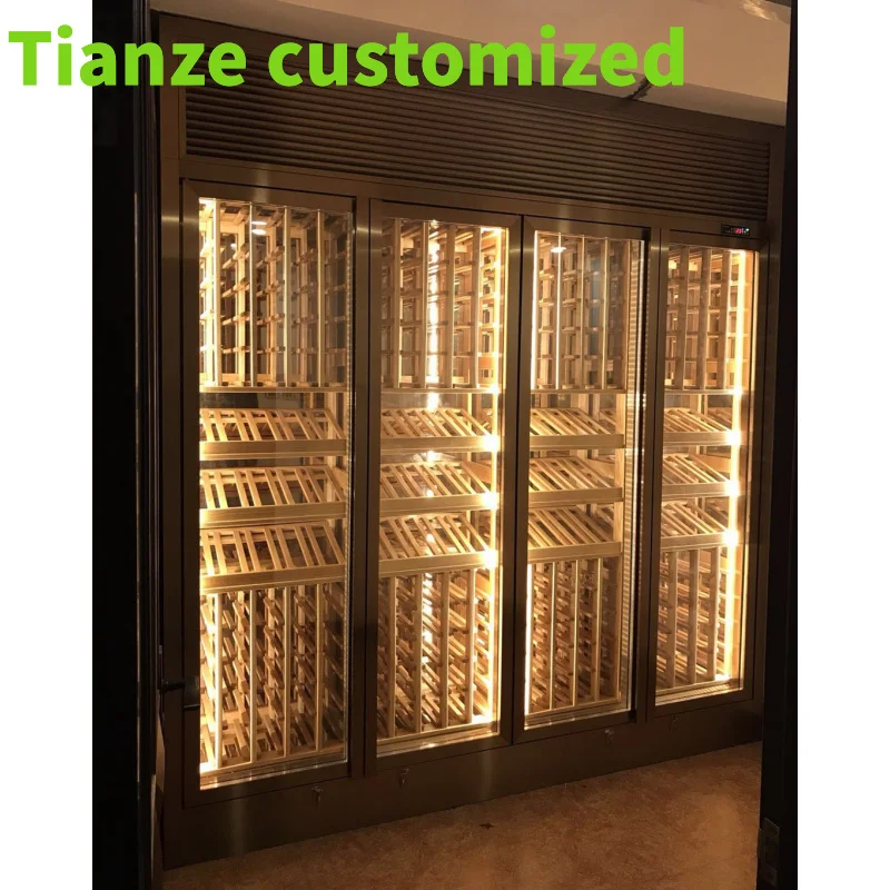 Customized-modern living room home luxury stainless steel glass cabinet thermoelectric compressor wine cooler cabinet