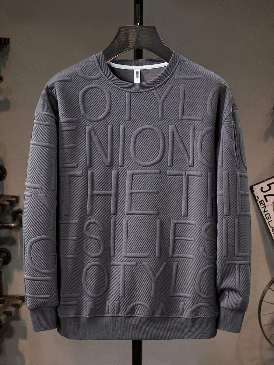 

Мужская толстовка с длинным рукавом в корейском стиле, повседневная, свободного кроя, с круглым вырезом, универсальная, для весны и осени, спортивная одежда