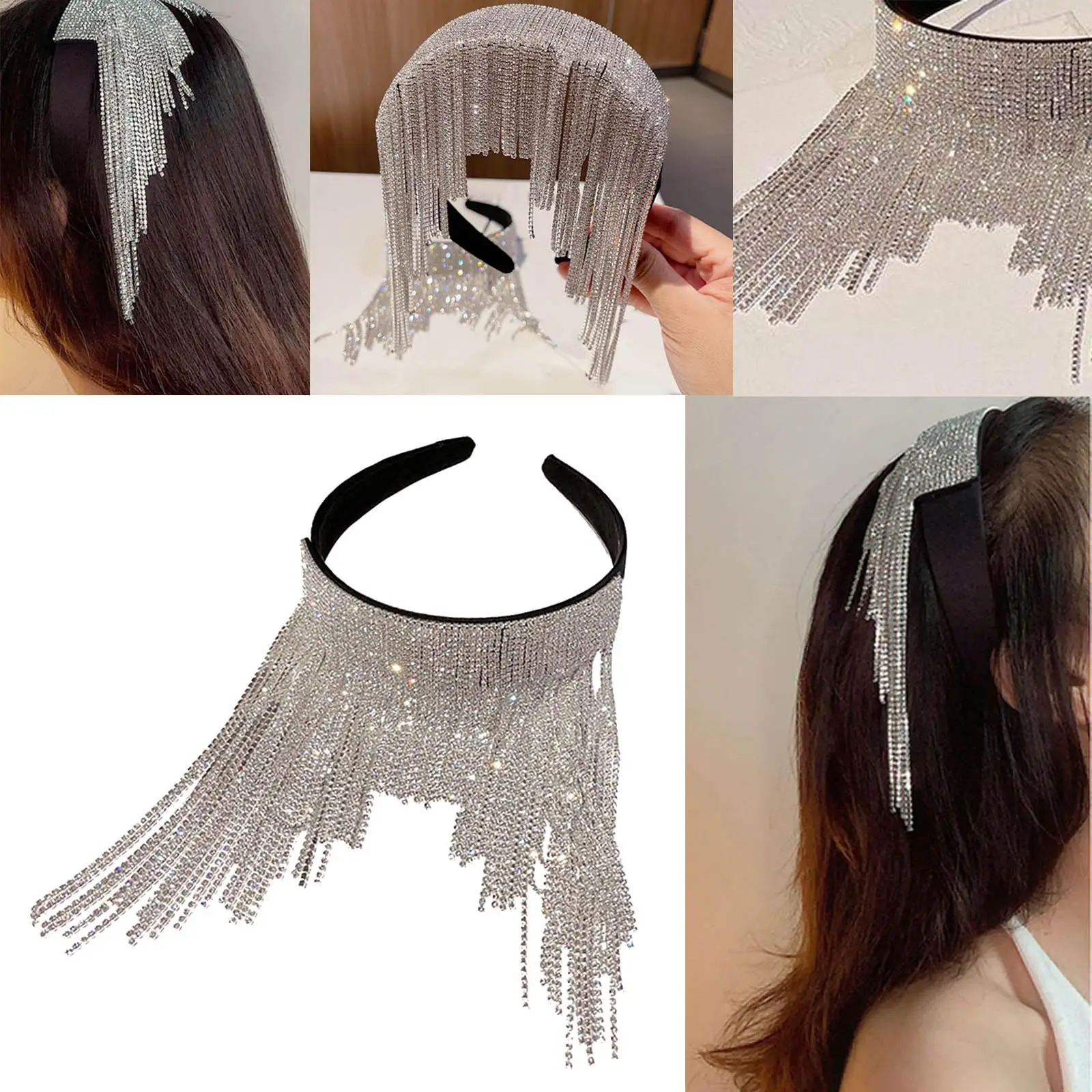 Moda feminina charme cabeça corrente strass crysatal headpiece bandana casamento baile eveing acessórios para o cabelo