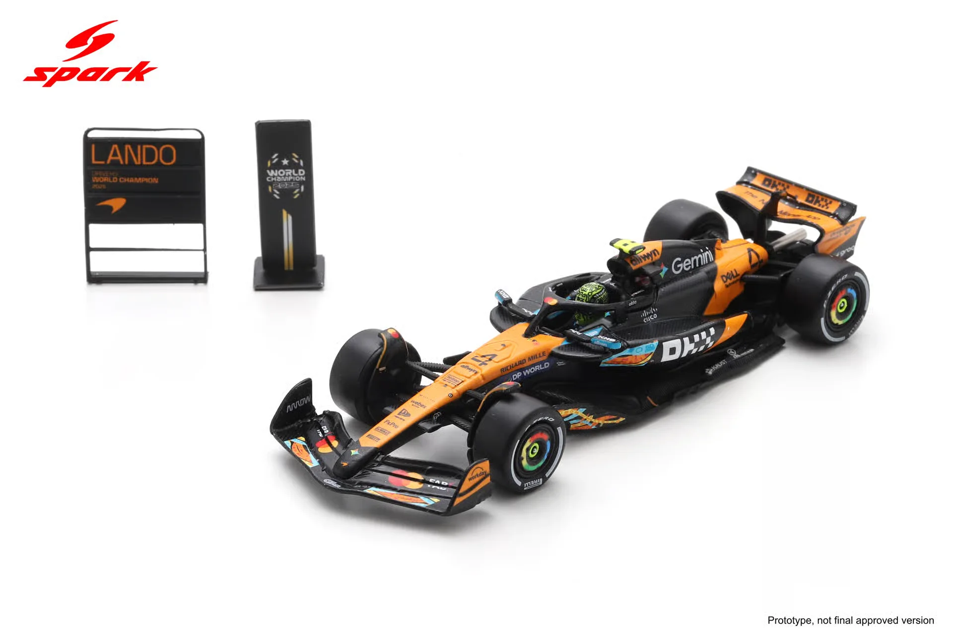 Spark 1:64 Mclaren F1 Team MCL39 2025 ABU Dhabi GP #4-Lando Norris Alloy Diecast Car Model Collection