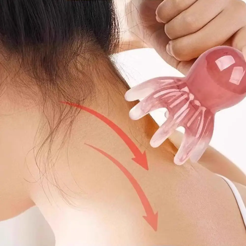 Octopus Massage Comb Resin Head Meridian Scraping Scalp Massage Brush Acupuncture SPA Gua Sha Massage Comb for Fatigue Relief