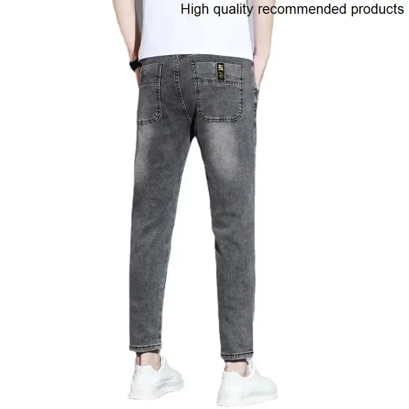 

skinny summer slim-fit Spring and jeans for men handsome nine-point pants elastic casual blue trousers trendy