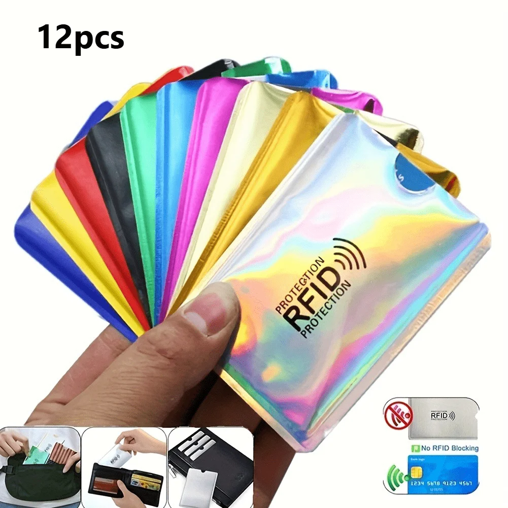 12pcs Ultrathin Anti-Rfid Wallet Blocking Reader Lock Bank Card Holder Anti Theft Credit Card Case Protection New Rfid Card