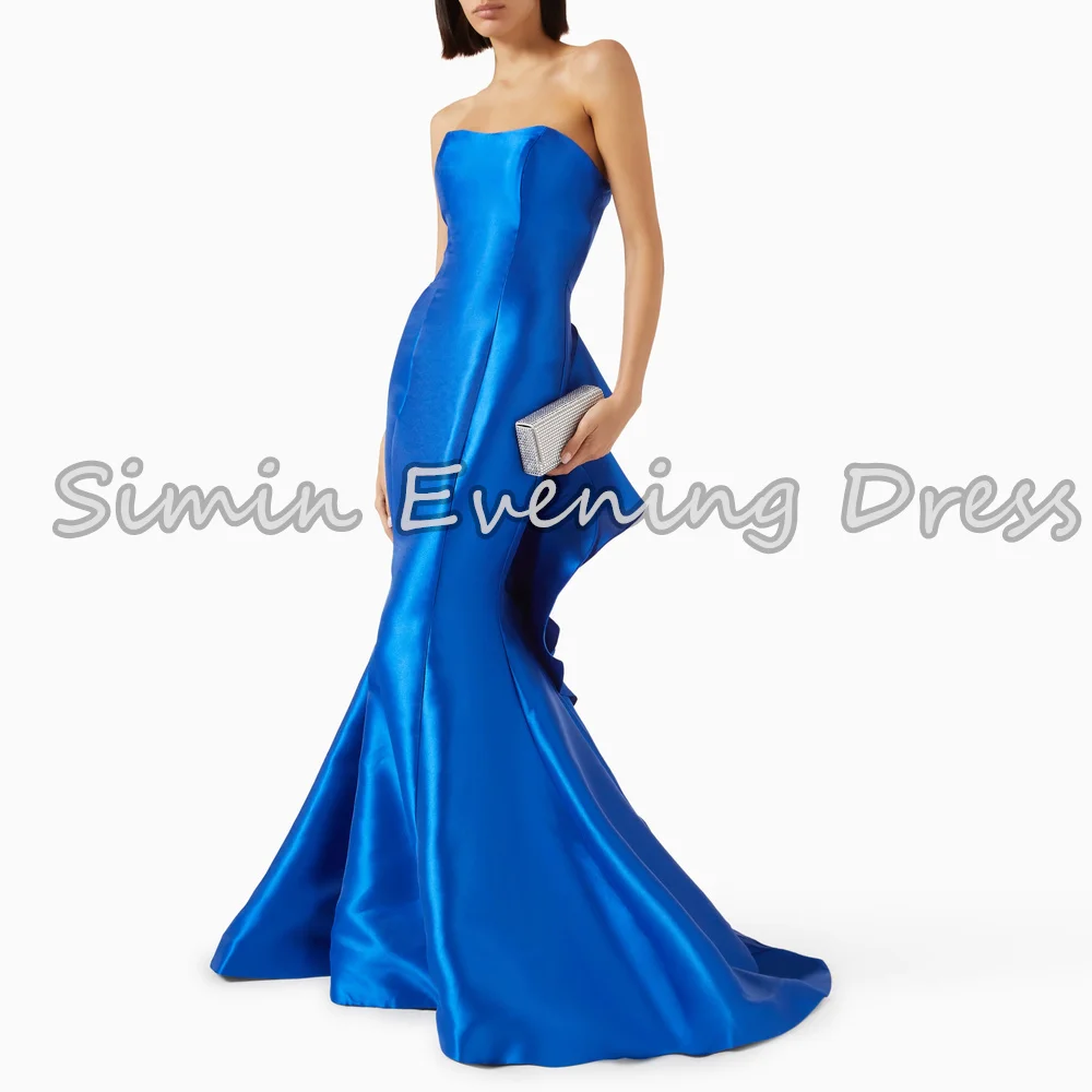 

Simin Satin Mermaid Strapless Floor Length Pleats Simple Evening Dresses For Women 2025 With Sleeveless Elegant Formal Prom Gown