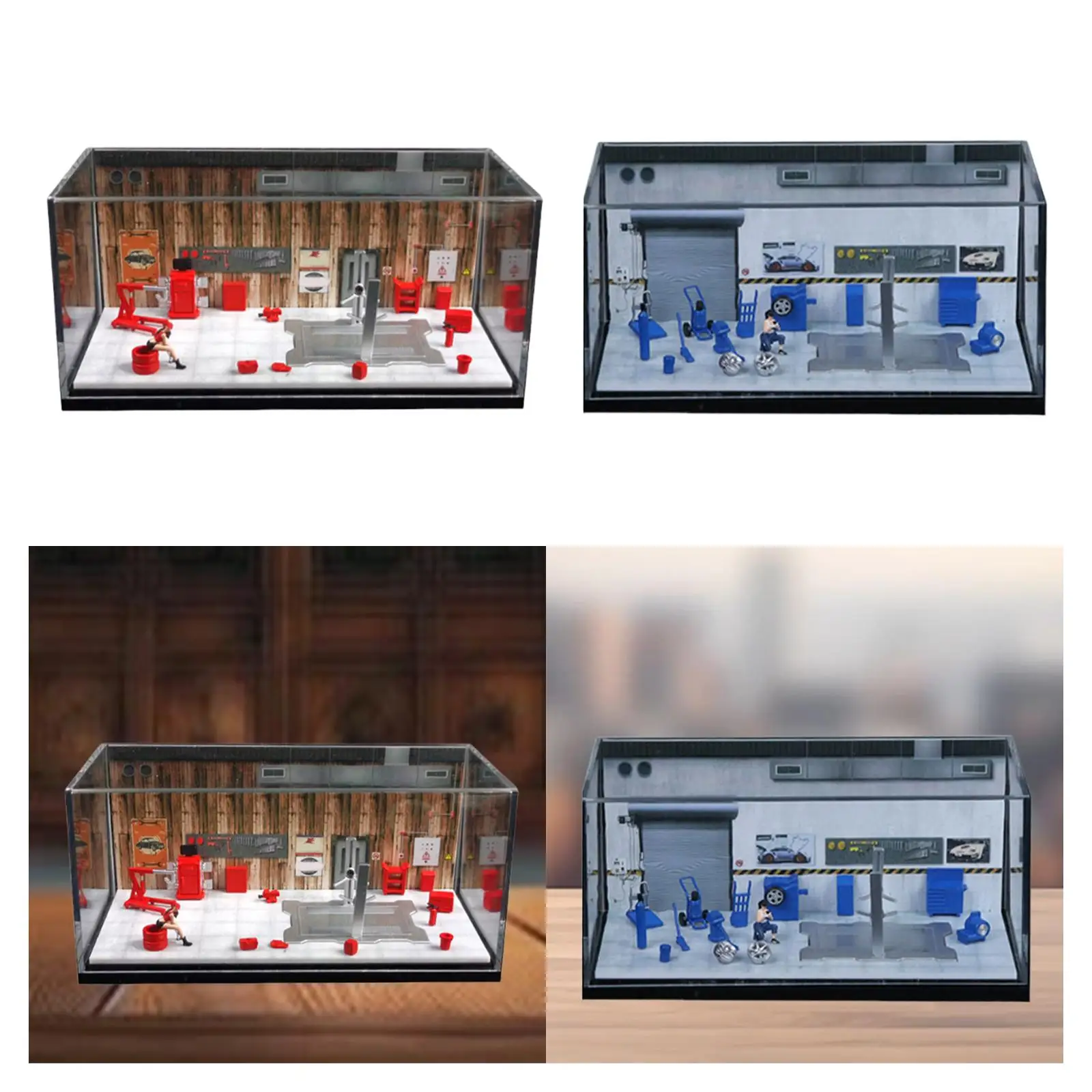

1/64 Auto Repair Shop Model Layout Prop Collectibles Parking Lot Scene
