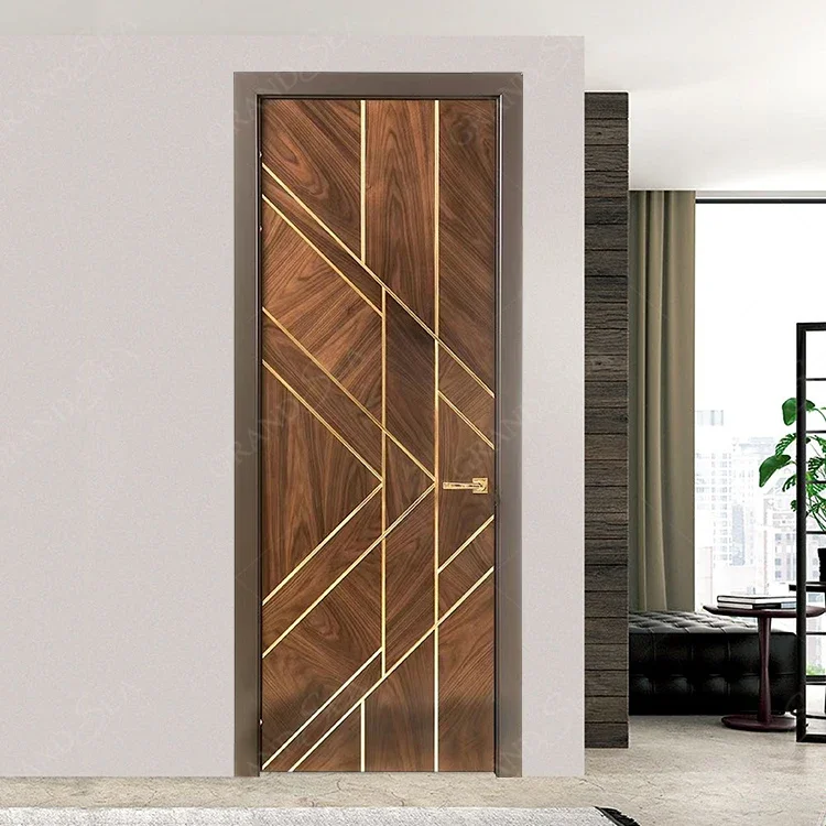 Interior Solid Wood Panel Door apartment hotel Room red teak exterior HDF MDF timber Wooden veneer doors