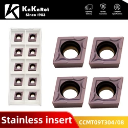 Kakarot-carboneto inserir ccmt09t304 ma vp15tf ccmt 09t308, ferramentas de torneamento para aço inoxidável cnc, 10pcs