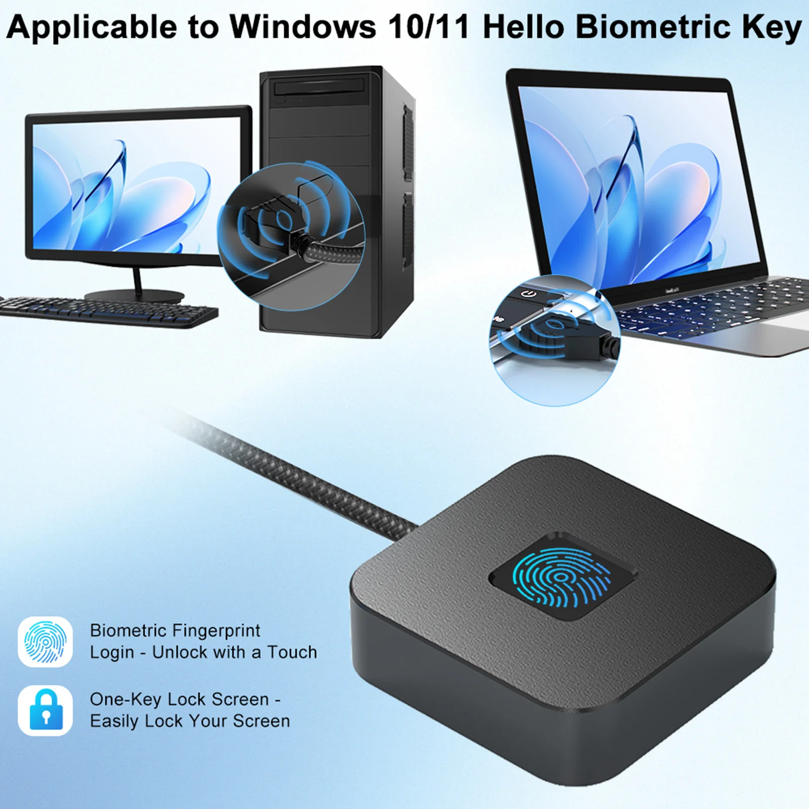 Fingerprint Reader Usb - เครื่องอ่านลายนิ้วมือไบโอเมตริกซ์แบบ USB สำหรับ Windows Hello เครื่องสแกนลายนิ้วมือ