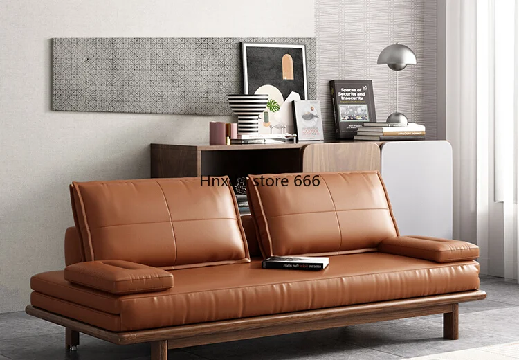 

Small apartment foldable Nordic solid wood sofa