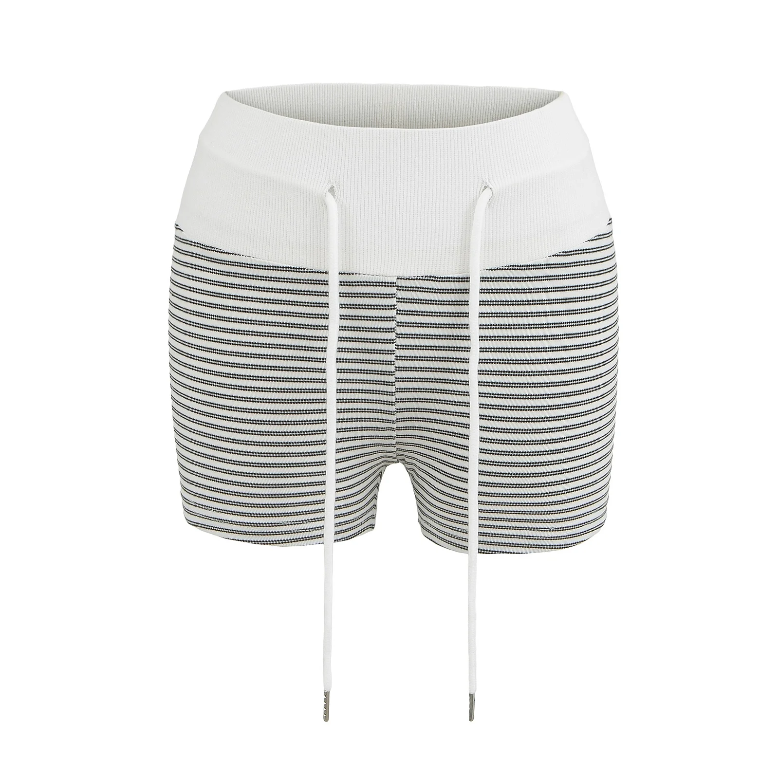 กางเกงขาสั้นเอวยางยืดแบบผูกเชือก สไตล์สตรีทแฟชั่น สำหรับผู้หญิง ใส่สบายๆ ในฤดูร้อน เหมาะสำหรับโยคะ ทรงเข้ารูป ขาตรง เอวสูง