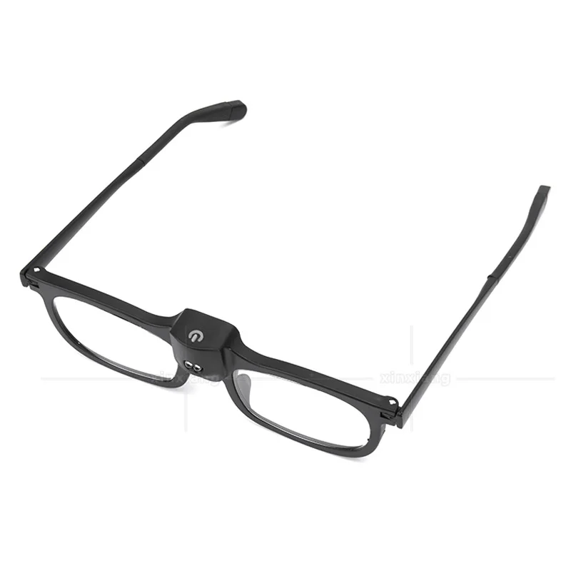 2 LED Lamps Glasses Type Magnifying Glasses Metal Coated Plastic Legs Seniors Illuminated Presbyopia Glasses Reading
