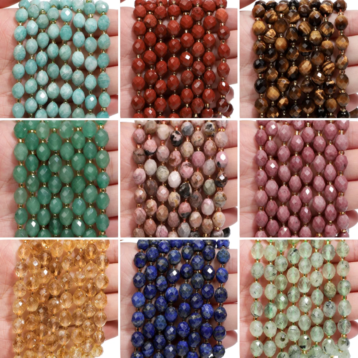 8x7mm AAA Faceted Natural Stone Beads Citrine Apatite Amethyst Quartz Oval Shape Spacer Beads For Jewelry Making DIY Bracelets