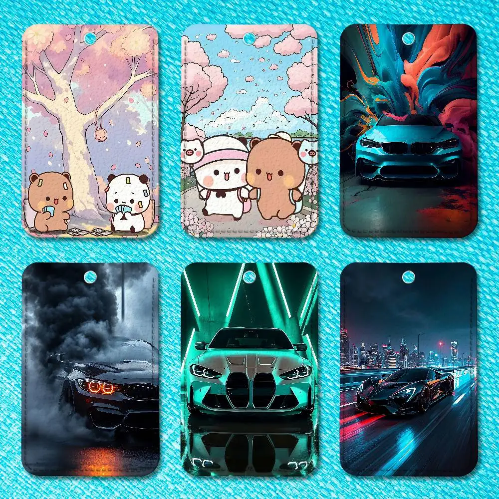 

B-BuBu Cute D-DuDu Premium PU Leather Card for Daily Use Holder Card Case with Metal Carabiner Customizable Design