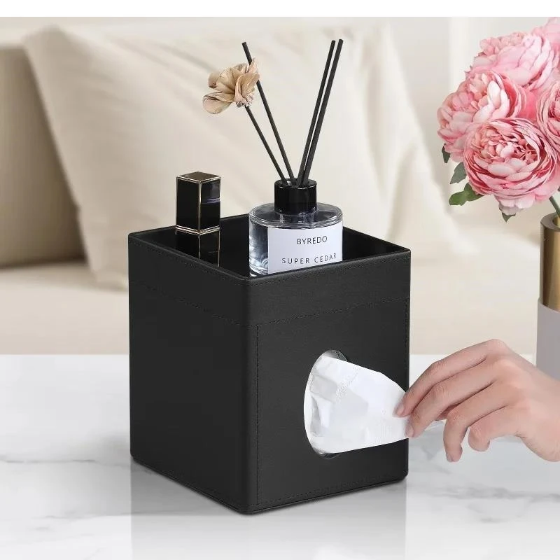 European high-end leather tissue box household multi-functional desktop holder living room dining boxes