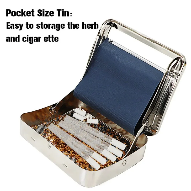 1Pc Cigarette Rolling Box Set For 70mm Semi Automatic Stainless Steel Metal Box Cigarette Roller Manual Cigarette Rolling Box