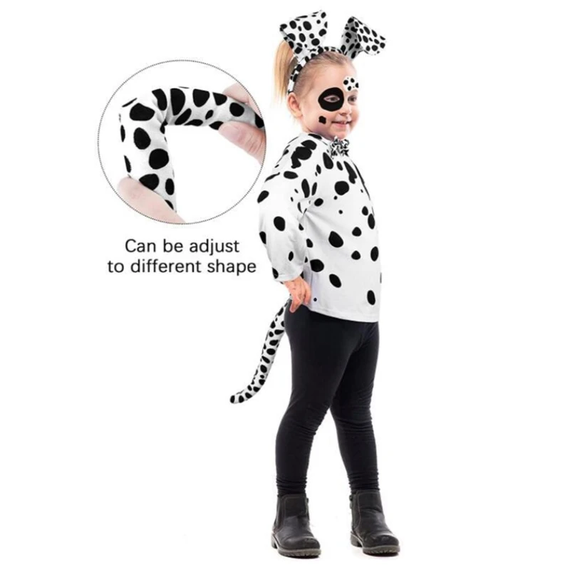 Elephant/Cow Costume Set Dog Ears Nose Tail Bow Tie Gloves Animal Fancy-Costume Accessories for Halloween Cosplay