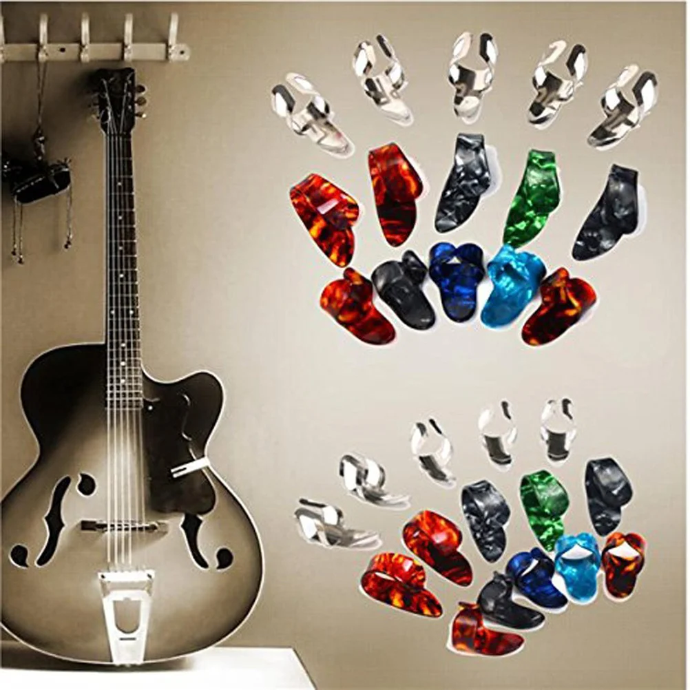 

15Pcs Thumb Finger Picks Stainless Steel Celluloid Guitar Pick Set Ultra Thin Lightweight for Guitar Bass Durable Professional