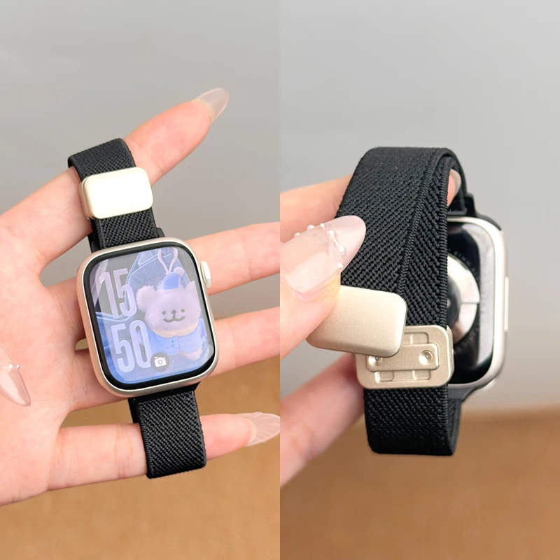 Nylon-Magnetarmband für Apple Watch 45 mm, 41 mm, 44 40 mm, Serie 10, 46 mm, 42 mm, weiches Armband für IWatch Ultra 49 mm, 9 7 8 6 5 4