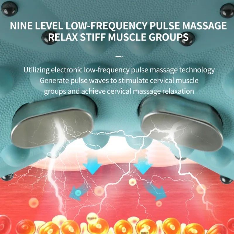 Multi Functional Vibration Massage Pillow Home Electric Neck Curvature Straightening Hot Compress Pulse Cervical Massage Pillow - view 4
