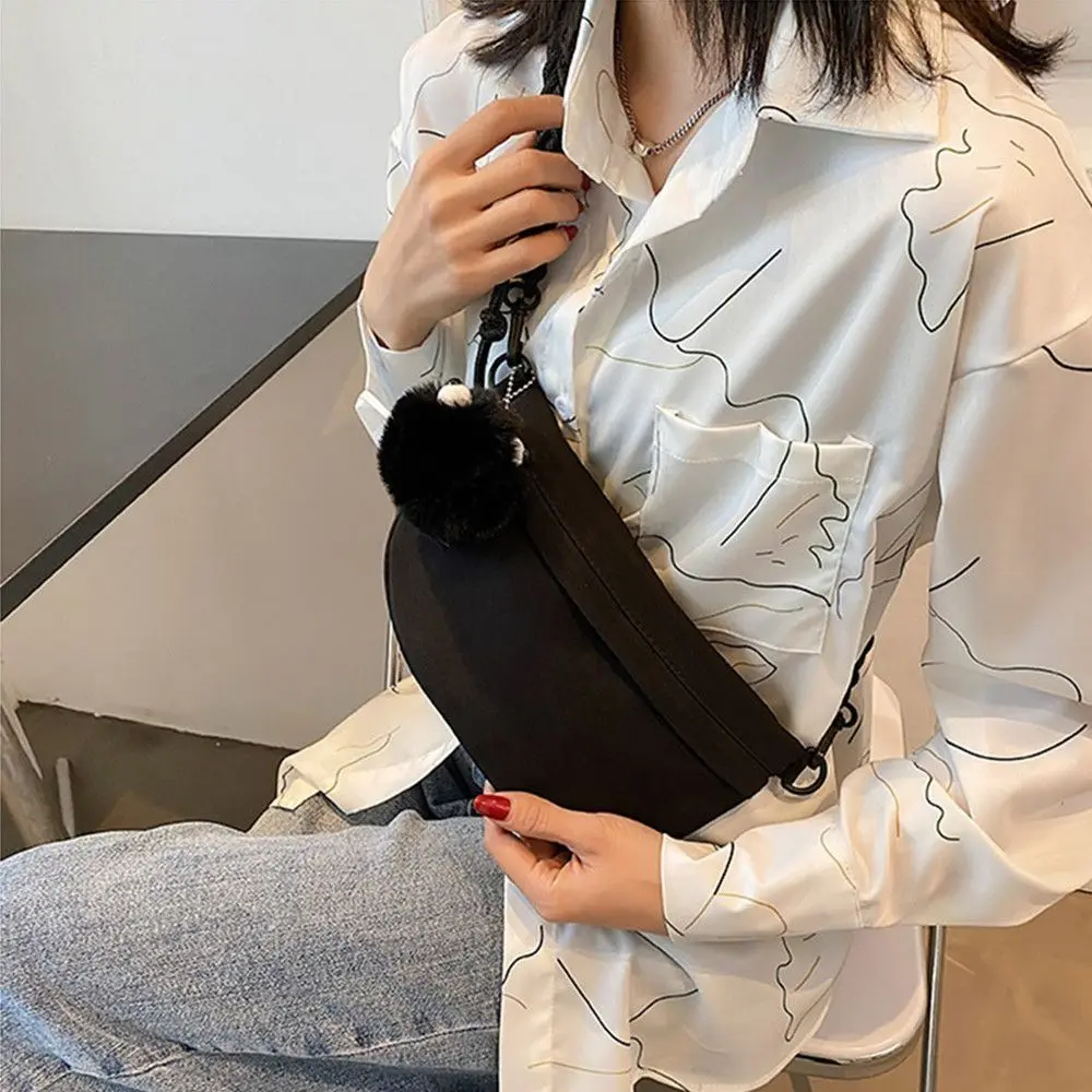 Fashion Underarm Bag Small Shoulder Messenger Bag for Women Trendy Shell Mini Handbag with Cute Cartoon Hairball Pendant