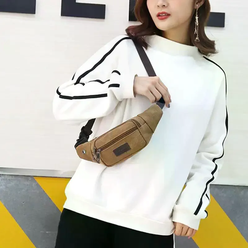

Functional waist bag, mobile phone bag, men's and women's casual canvas waist bag, men's and women's waist bag